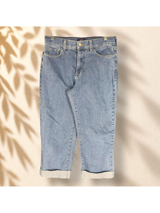 NYDJ Denim - NYDJ Jeans Women 8 Blue Denim Medium Wash Mid Rise Cuffed Straight Pockets